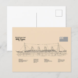 RMS Titanic Ship Blueprint Plans SD Postkarte