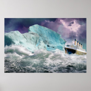 RMS Titanic und Eisberg-Gemälde Poster