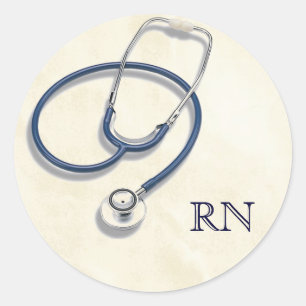 Rn-ausgebildete Krankenschwester mit Stethoskop Runder Aufkleber