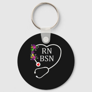 Rn Bsn Registered Nurse Nursing Floral Stethoscope Schlüsselanhänger