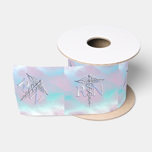 RN Caduceus Medical Mother Pearl Decor Satinband (Spule)