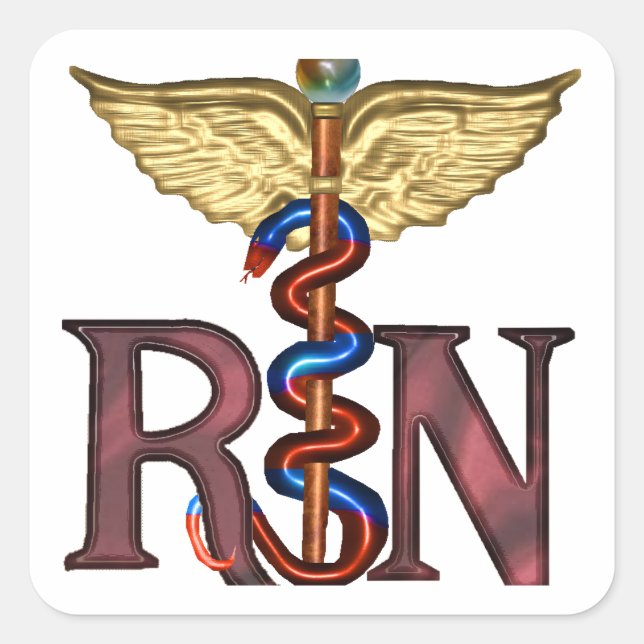RN Caduceus Quadratischer Aufkleber (Vorderseite)