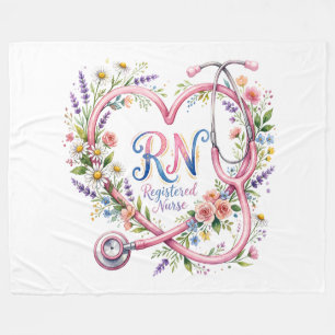 RN examinierte Krankenschwester Wasserfarbe Floral Fleecedecke
