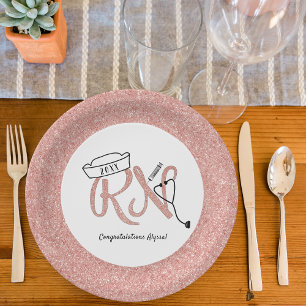 RN Graduierungsparty Dekoration, Rose Gold Imitate Pappteller