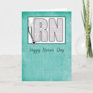 RN Happy Nurses Day in Worten, auf grünem Hintergr Karte