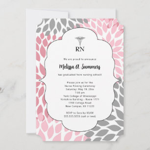 RN Infirmière cérémonie d'épingle invitations rose