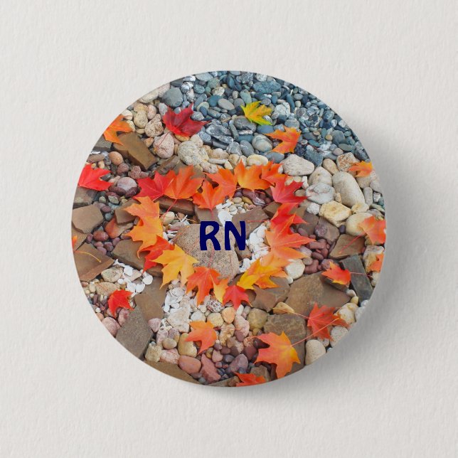 RN-Knöpfe Krankenschwester Herz Herbstblätter Kran Button (Vorderseite)