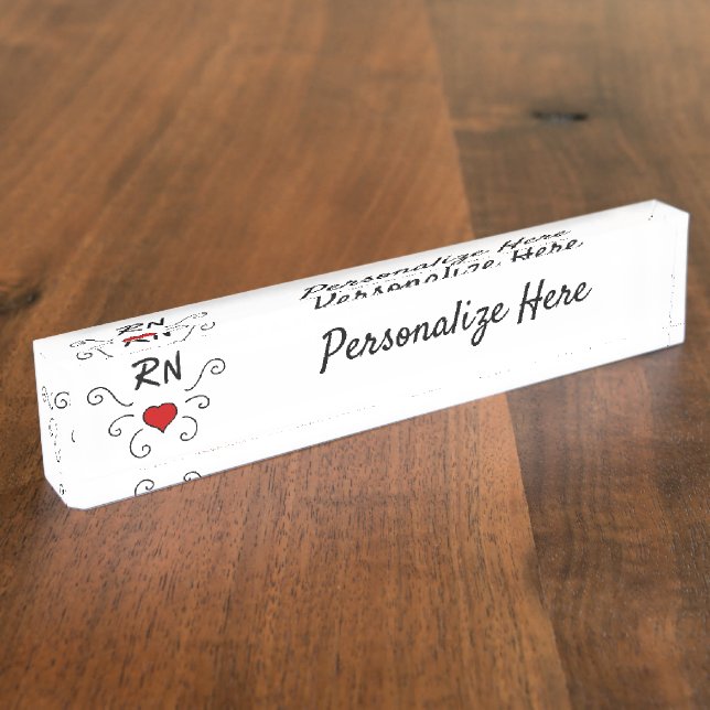RN LPN Liebe Tattoo Schreibtisch Namensplatte Namensplakette (Seite)