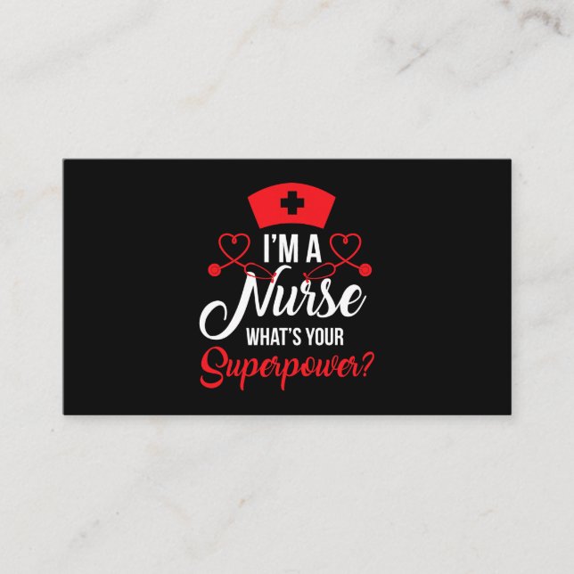 RN LVN CNA Krankenschwester Superpower Cool Nursin Visitenkarte (Vorderseite)
