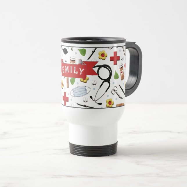 RN Nurse Abschluss Travel Mug Reisebecher (VorderseiteRechts)