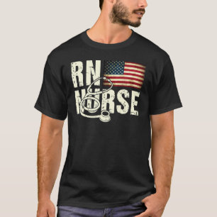 RN Nurse American Flag 4. Juli Veterans US Pat T-Shirt