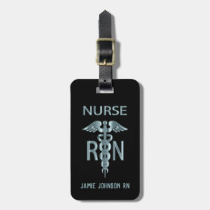 RN Nurse - Aquamarin und schwarz Gepäckanhänger