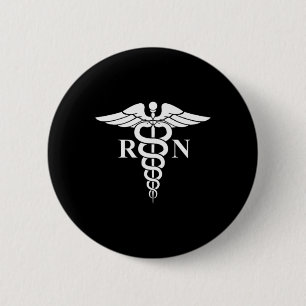 Rn Nurse Caduceus Medical Symbol Nursing Logo Gesc Button