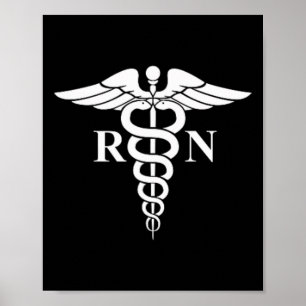 Rn Nurse Caduceus Medical Symbol Nursing Logo Gesc Poster