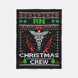 Rn Nurse Christmas Crew Rn Ugly Fleecedecke