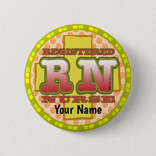 RN Nurse Cross Letters Button