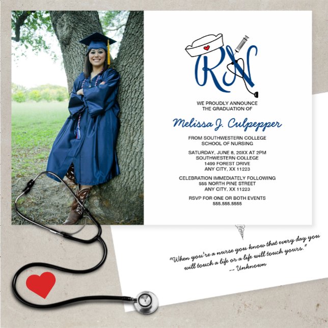 RN Nurse Foto Abschluss Pinning Party / Marine Einladung (Von Creator hochgeladen)