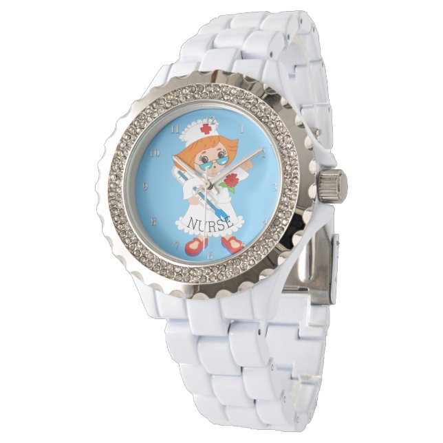 RN Nurse Geschenk Niedliche Krankenpflege Armbanduhr (Schrägansicht)