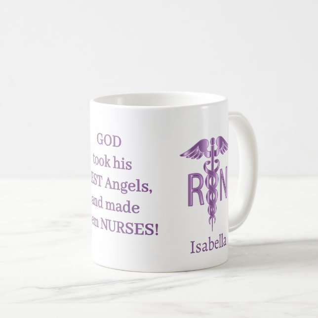 RN Nurse Gift - Personalize - Lila Kaffeetasse (VorderseiteRechts)