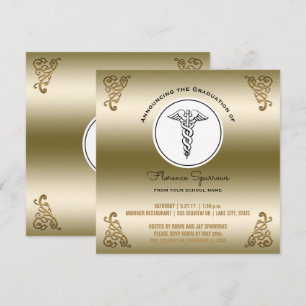 RN Nurse Graduation Party Goldene Gewinnfeier Einladung