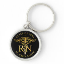 RN Nurse Imitats gold caduceus Black Personalisier