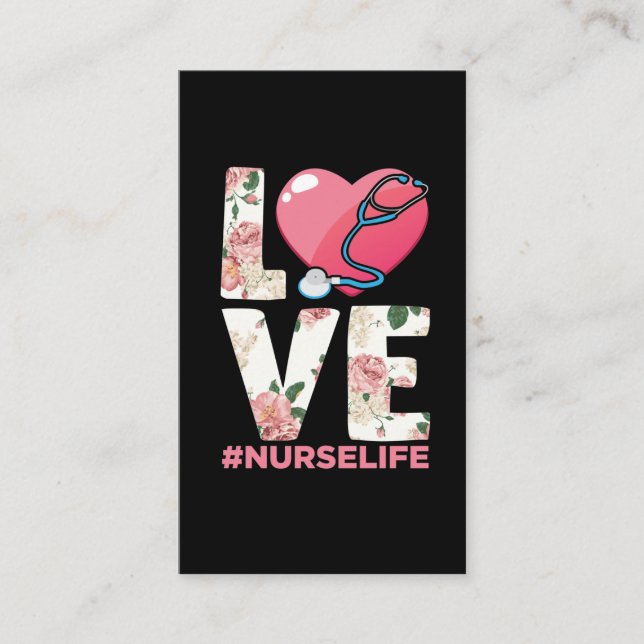 RN Nurse Life Blume Paramedic Stethoscope Herz Visitenkarte (Vorderseite)