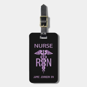 RN Nurse - Lila und schwarz Gepäckanhänger