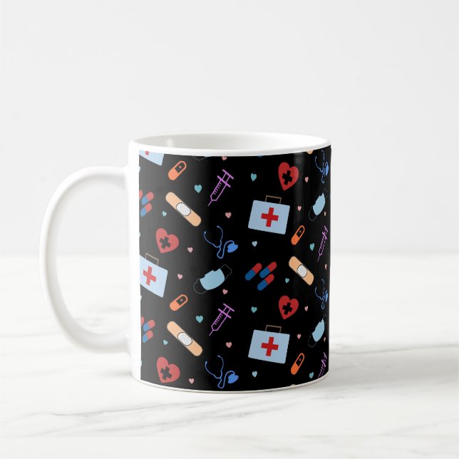 RN Nurse Nursing Student | Medizinisches Muster Kaffeetasse (Links)