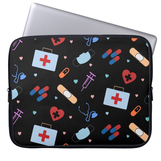RN Nurse Nursing Student | Medizinisches Muster Laptopschutzhülle (Vorderseite)