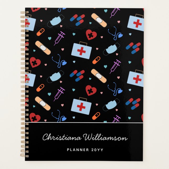 RN Nurse Nursing Student | Medizinisches Muster Planer (Vorderseite)