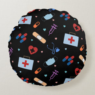 RN Nurse Nursing Student   Medizinisches Muster Rundes Kissen