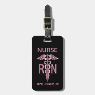 RN Nurse - Rosa und Schwarz Gepäckanhänger