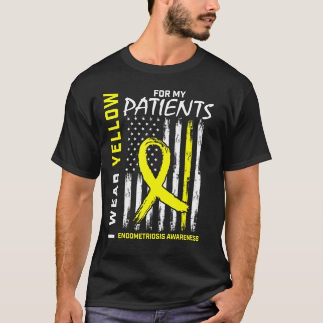 Rn Nurse Yellow Ribbon Patienten Endometriose Awar T-Shirt (Vorderseite)