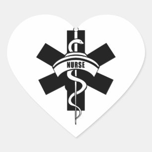 RN Nurses Medical Symbol Herz-Aufkleber