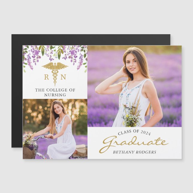 RN Nursing Abschluss 2 Foto Ankündigung Magnet (Vorne/Hinten)