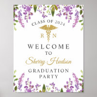 RN Nursing Abschluss Lila Blumengrün