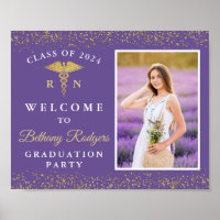 RN Nursing Abschluss Lila Gold Glitzer Foto