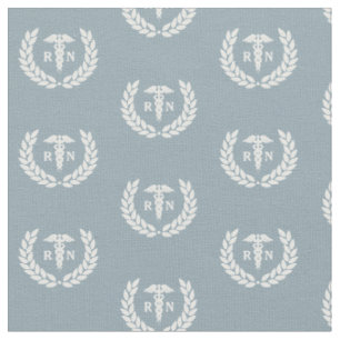 RN Nursing School Abschluss Pattern Dusty Blue Stoff