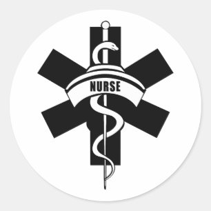 RN pflegt medizinisches Symbol Runder Aufkleber