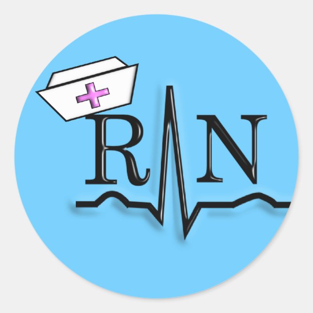 RN QRS Nurse Cap Design Runder Aufkleber (Vorderseite)