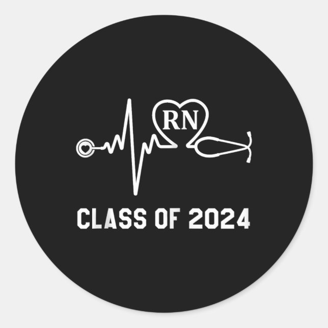 Rn Registered Nurse Abschluss Class of 2024 Nursi Runder Aufkleber (Vorderseite)