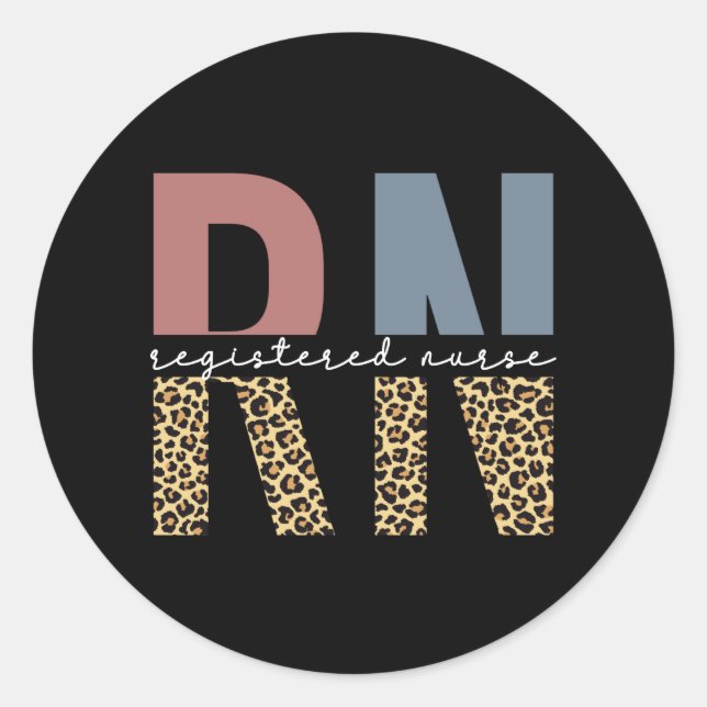 RN Registered Nurse Cheetah Print Abschluss Runder Aufkleber (Vorderseite)