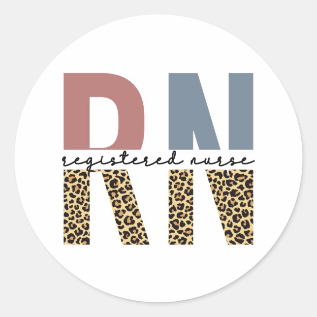RN Registered Nurse Cheetah Print Nurse Abschluss Runder Aufkleber (Vorderseite)