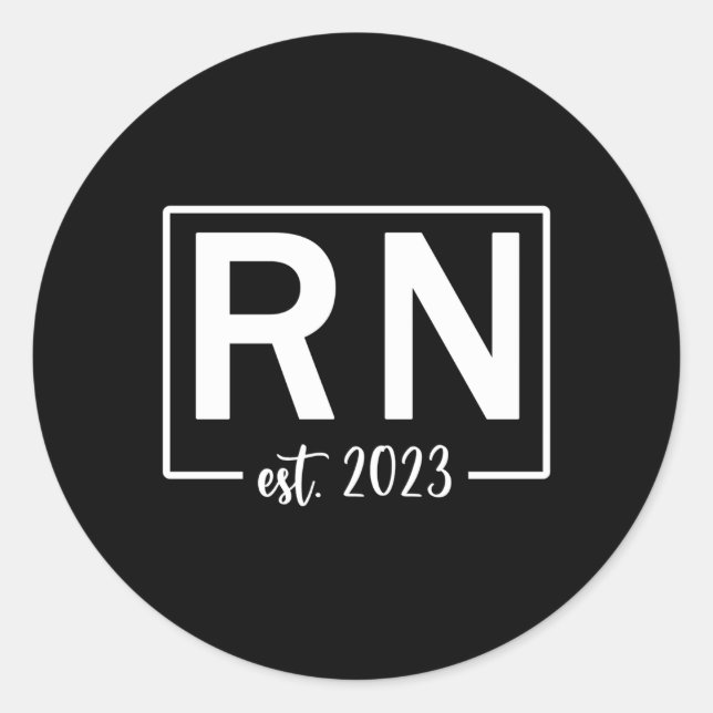 Rn Registered Nurse Est 2023 New Nurse Runder Aufkleber (Vorderseite)