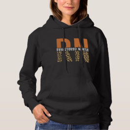 RN Registered Nurse Leopard Typografy Hoodie