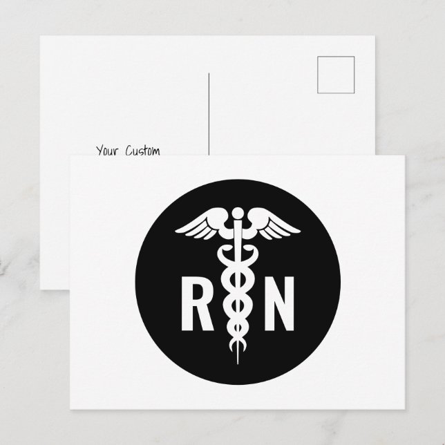 RN Registered Nurse Medical Symbol Postkarte (Vorne/Hinten)