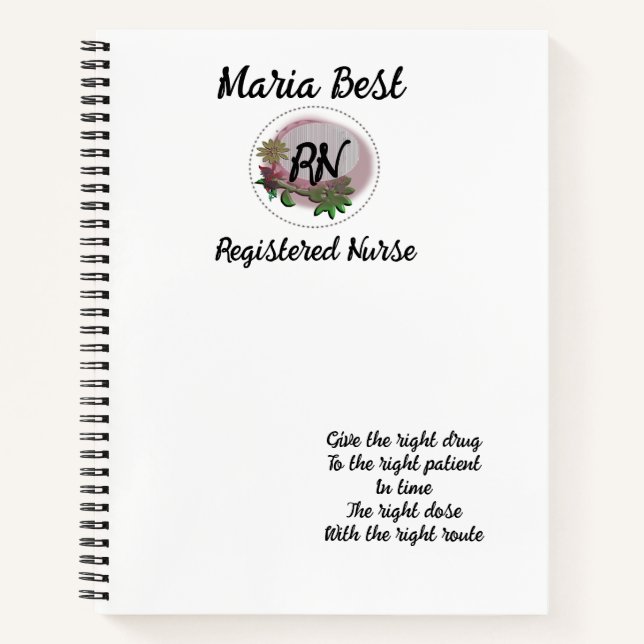 RN Registered Nurse Spiral Notebook Notizbuch (Vorderseite)