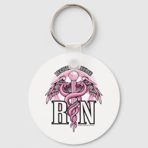 RN rosa Caduceus Schlüsselanhänger
