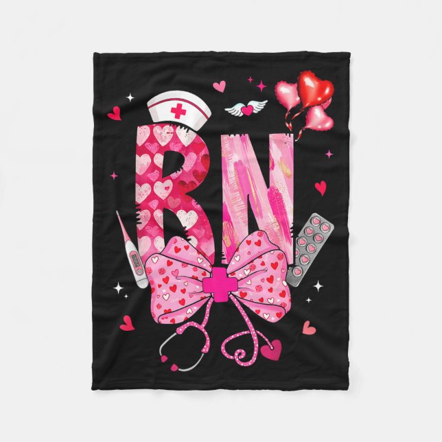 Rn Valentine Coquette Bow Stethoscope Nurse Girl W Fleecedecke (Vorderseite)