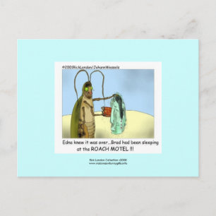 Roach Motel Funny Cartoon Postkarte